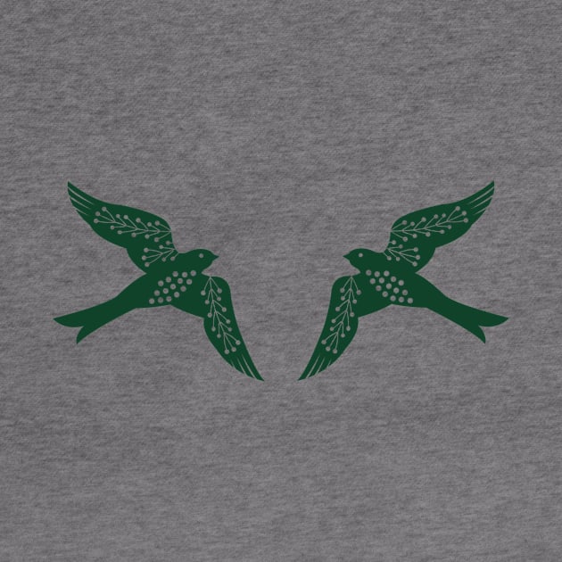 Folk Birds dark green by Maggiemagoo Designs